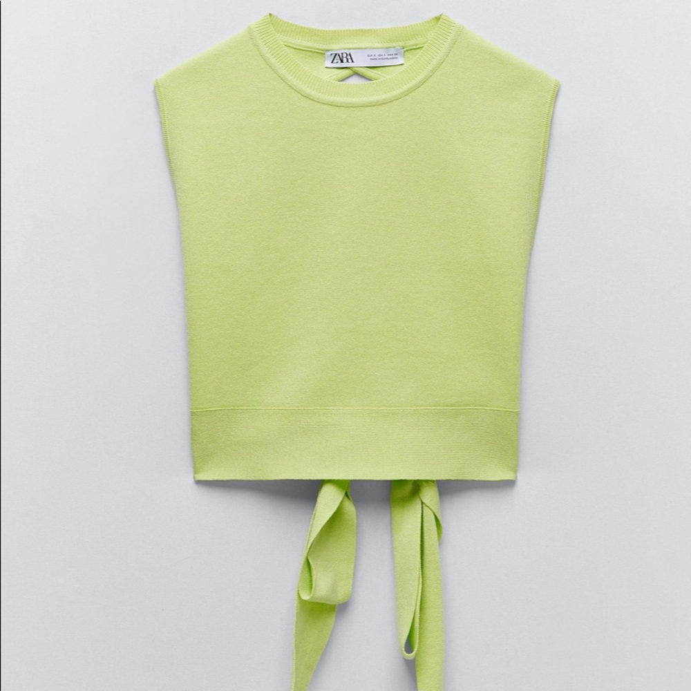 BNWT Zara neon knit open back cropped top